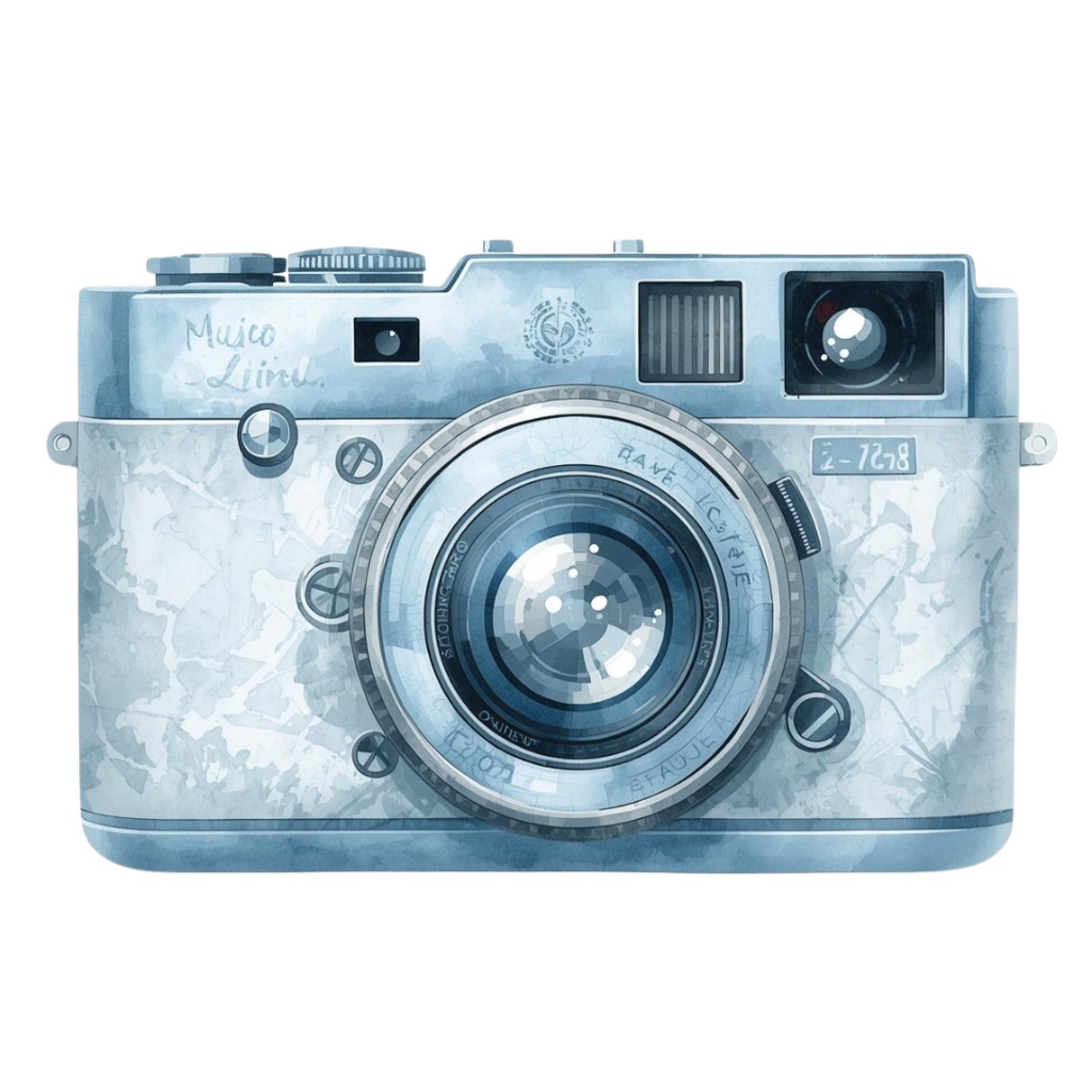 アンティーク風ライトブルー水彩旅行イラスト素材セット(10点入り・PNG)形式)