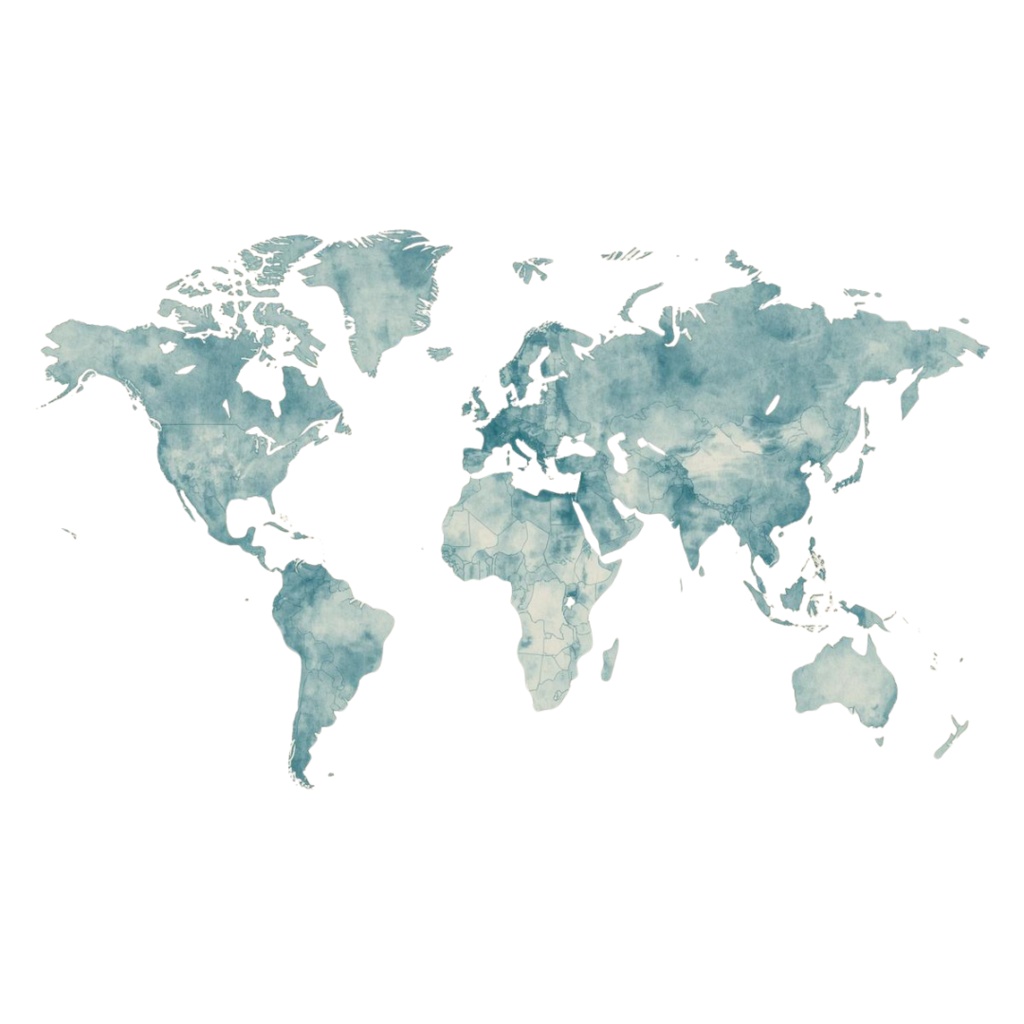 アンティーク風ライトブルー水彩旅行イラスト素材セット(10点入り・PNG)形式)