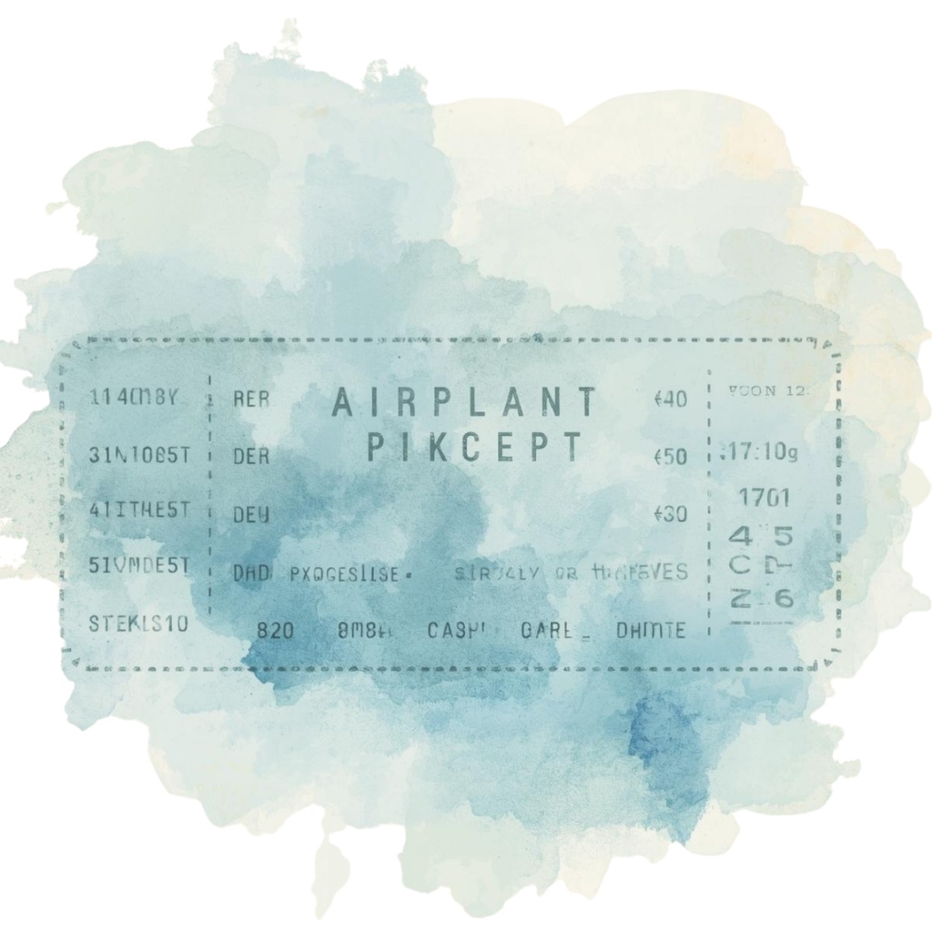 アンティーク風ライトブルー水彩旅行イラスト素材セット(10点入り・PNG)形式)