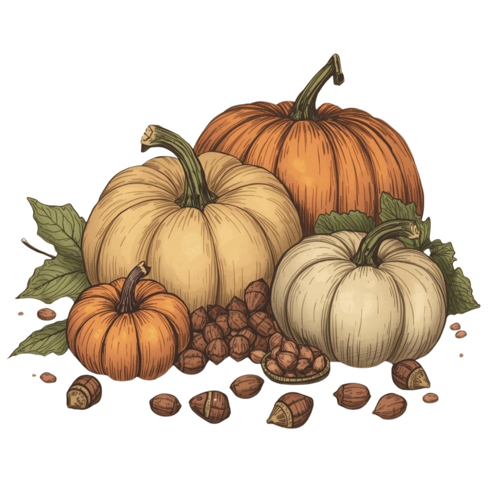 \秋のあたたかさをぎゅっと詰め込んだ、アンティーク風の可愛いクリップアートセット/