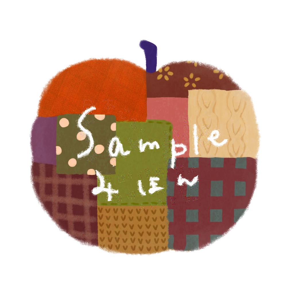 【アイコン・印刷用イラスト素材】パッチワークりんご