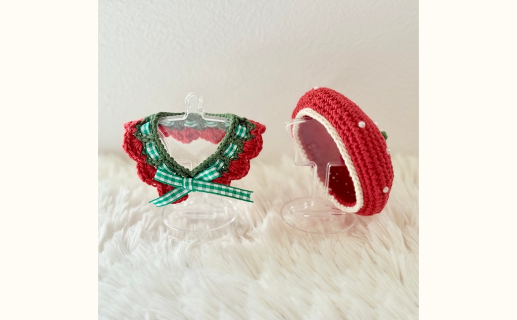 Fruit Palette Beret & Collar ~ Strawberry ~