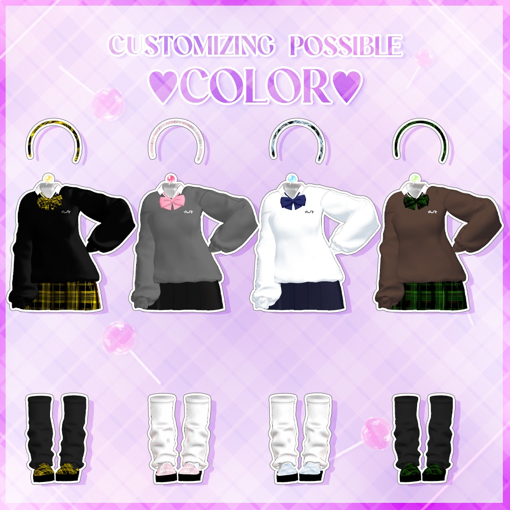 🍭sweet school uniform with scarf + candy🍭かわいい制服🍫