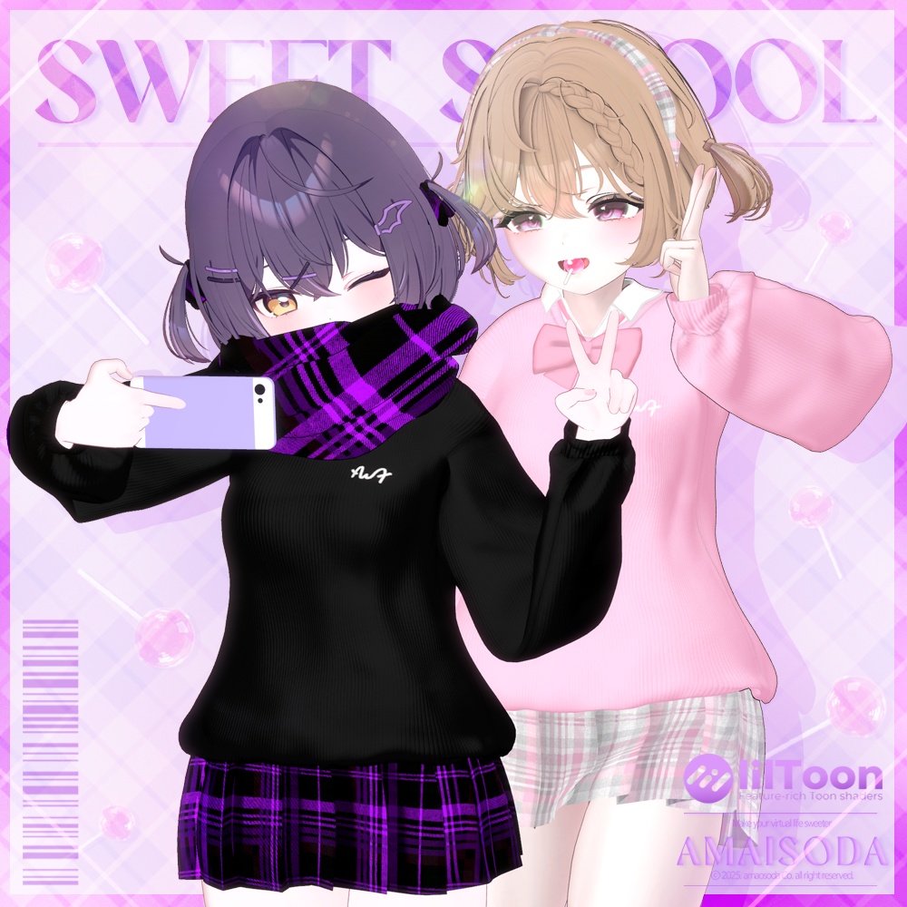 🍭sweet school uniform with scarf + candy🍭かわいい制服🍫