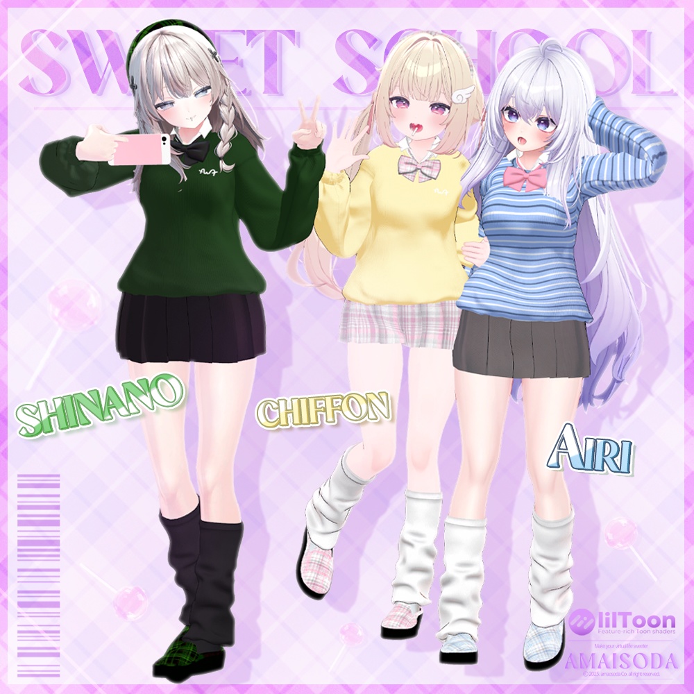 🍭sweet school uniform with scarf + candy🍭かわいい制服🍫