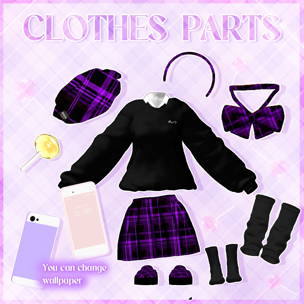 🍭sweet school uniform with scarf + candy🍭かわいい制服🍫