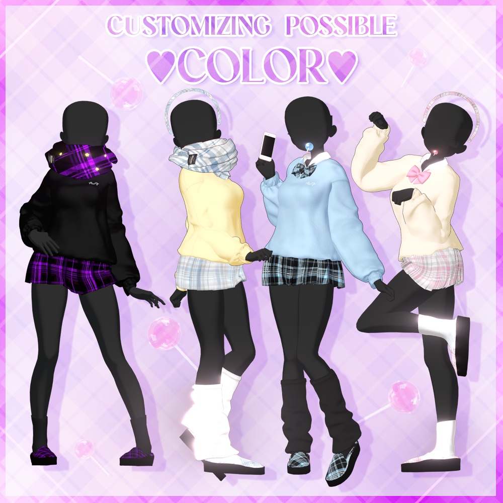 🍭sweet school uniform with scarf + candy🍭かわいい制服🍫