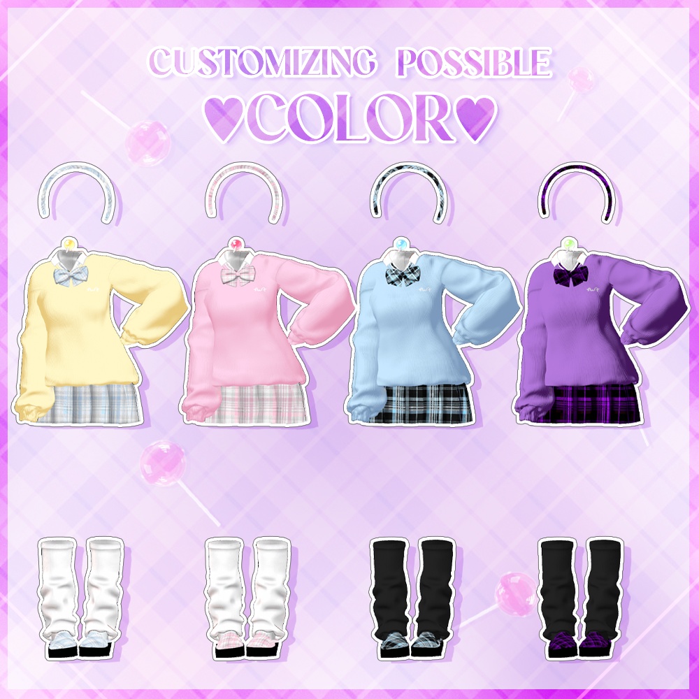 🍭sweet school uniform with scarf + candy🍭かわいい制服🍫