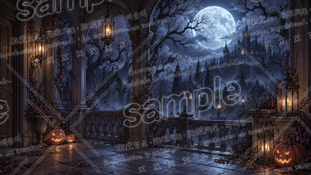 【配信用背景】ハロウィン背景画像素材5点