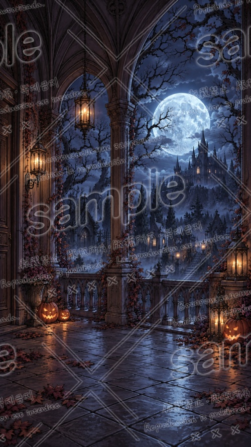 【縦型配信用背景】ハロウィン背景画像素材5点