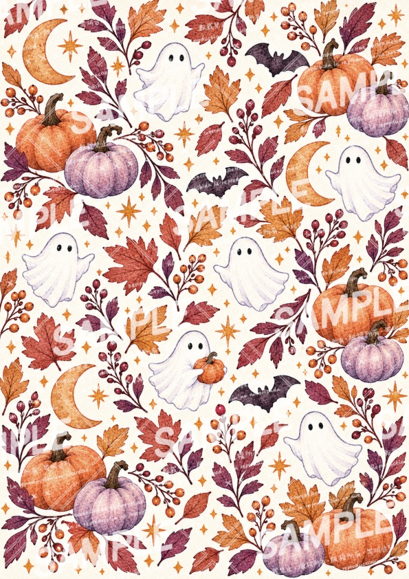 ハロウィンのデジタルペーパー素材3点