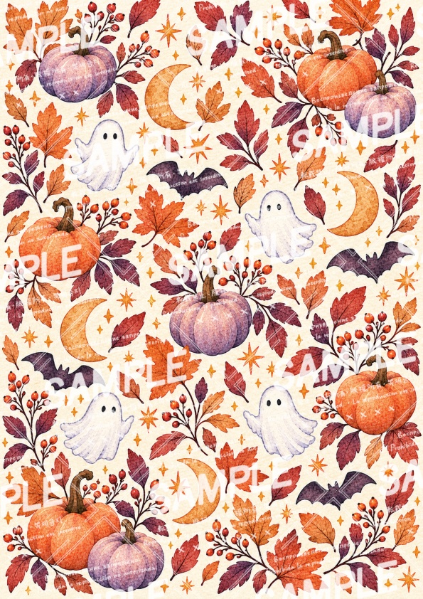 ハロウィンのデジタルペーパー素材3点