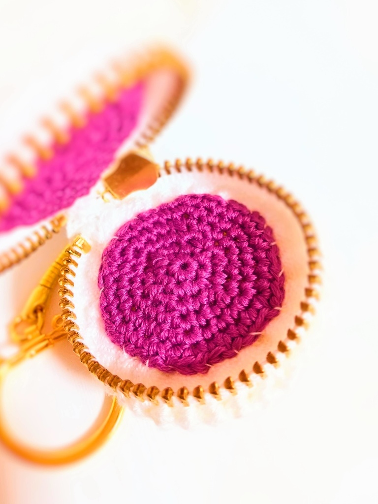 ✿ あみぐるみ * うさぎのマカロンコインケース&キーホルダー * Purple ✿