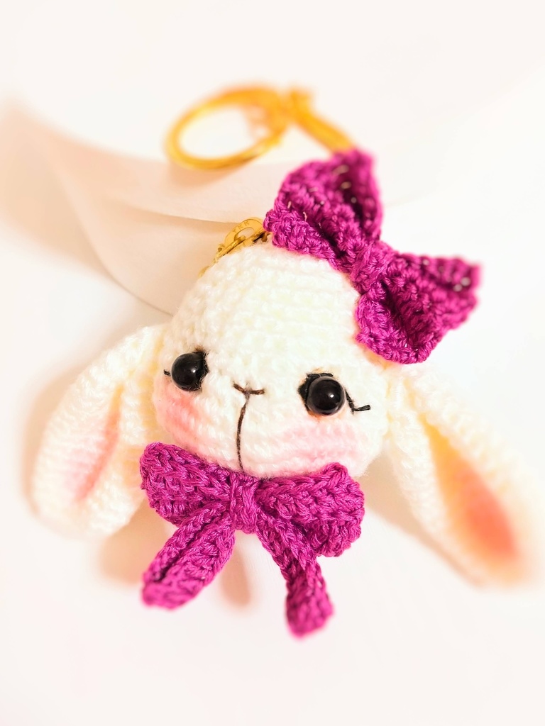 ✿ あみぐるみ * うさぎのマカロンコインケース&キーホルダー * Purple ✿