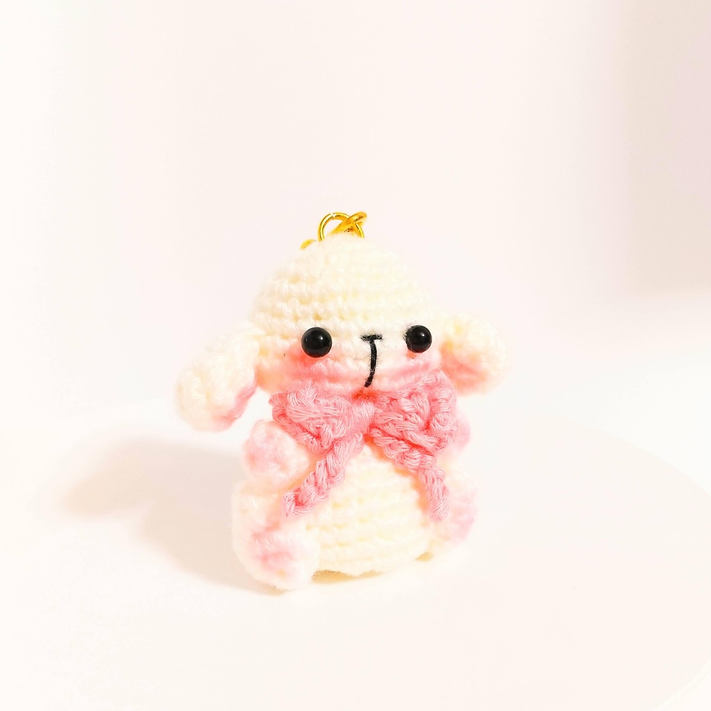 ✿ 受注制作 ✿ リボンのあみぐるみうさぎストラップ * 垂れ耳 ✿