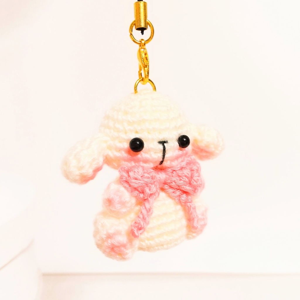 ✿ 受注制作 ✿ リボンのあみぐるみうさぎストラップ * 垂れ耳 ✿