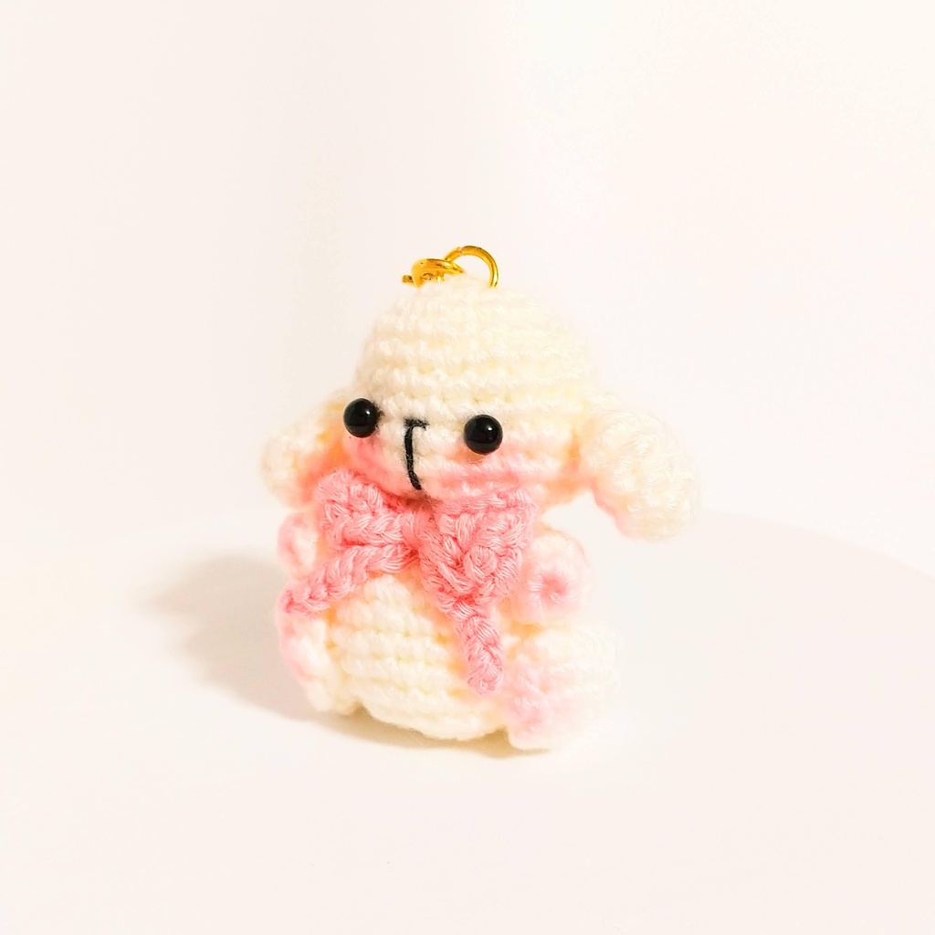✿ 受注制作 ✿ リボンのあみぐるみうさぎストラップ * 垂れ耳 ✿