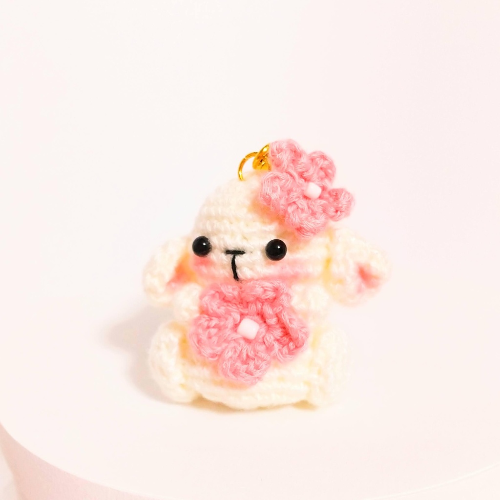 ✿ 受注制作 ✿ 桜とあみぐるみうさぎのストラップ * 垂れ耳 ✿