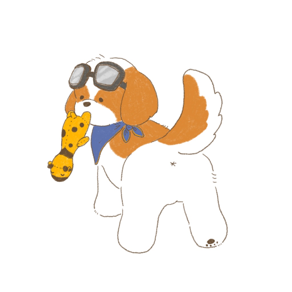 ゴーグル付きキリン加えシーズー アクリルキーホルダー