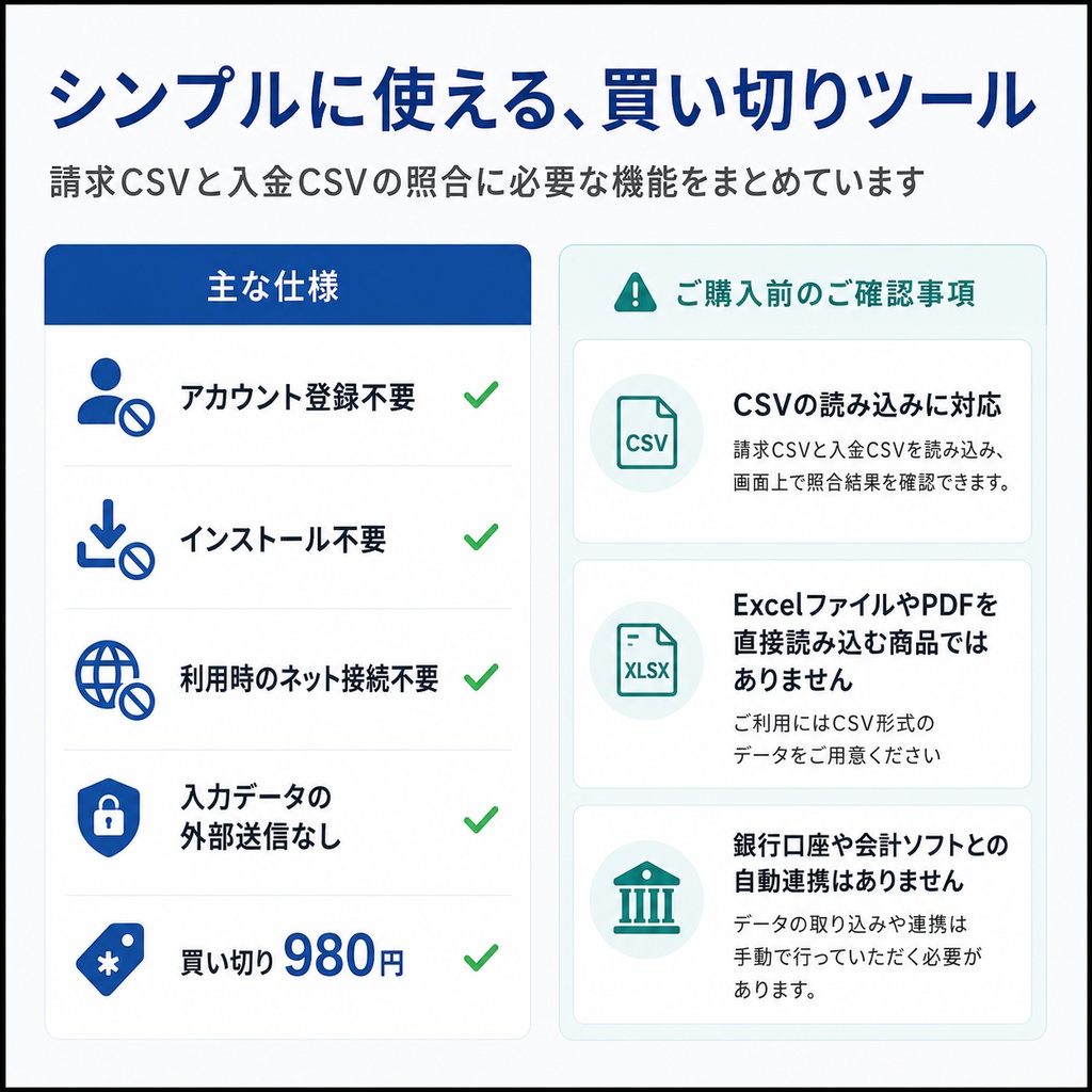 入金消込・請求照合ツール(CSV対応)