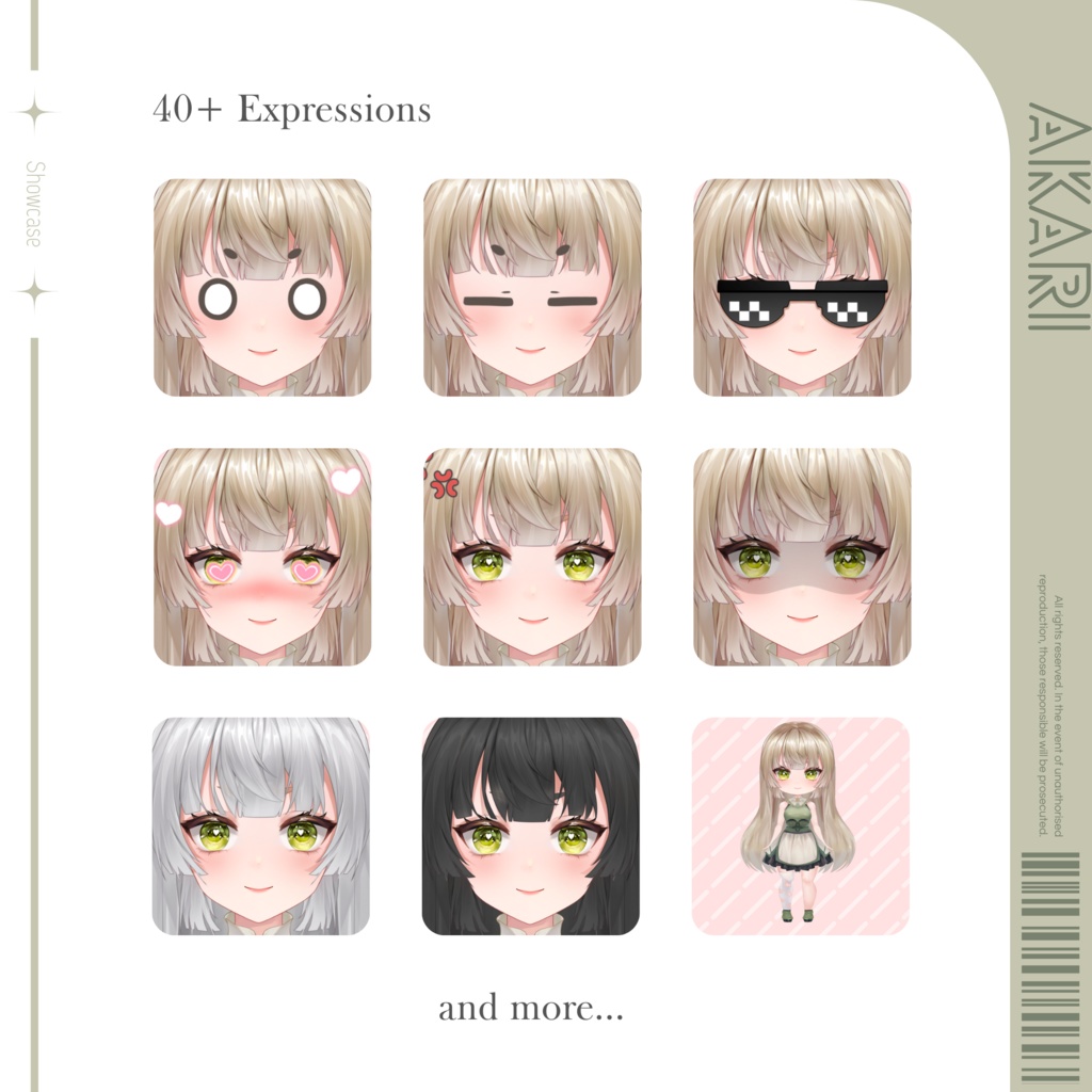 【Live2Dモデル】Fox Akari | Over 40 expressions, Chibi