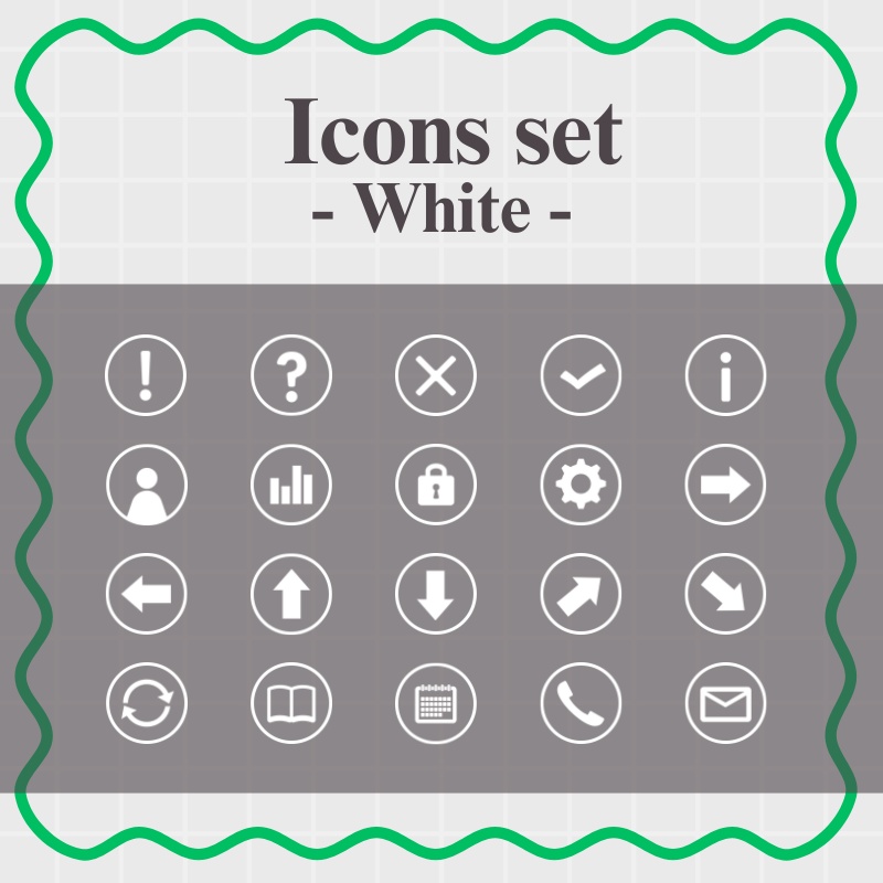 【3色セット / 各20種】シンプルアイコン集 (丸枠)|パワポ・Canva・資料作成