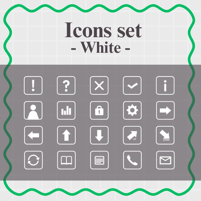 【3色セット / 各20種】シンプルアイコン集 (四角枠)|パワポ・Canva・資料作成