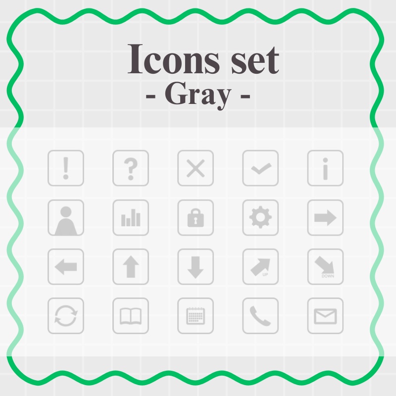 【3色セット / 各20種】シンプルアイコン集 (四角枠)|パワポ・Canva・資料作成