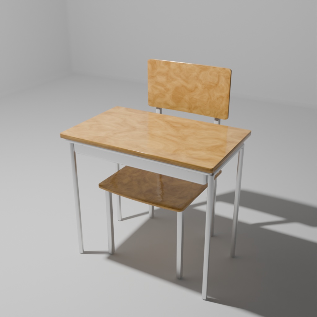 【無料版：3Dモデル】学校の椅子と机