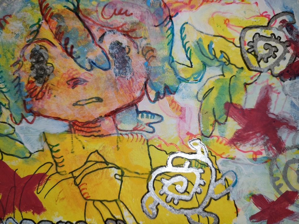 アクリル画(色づく)