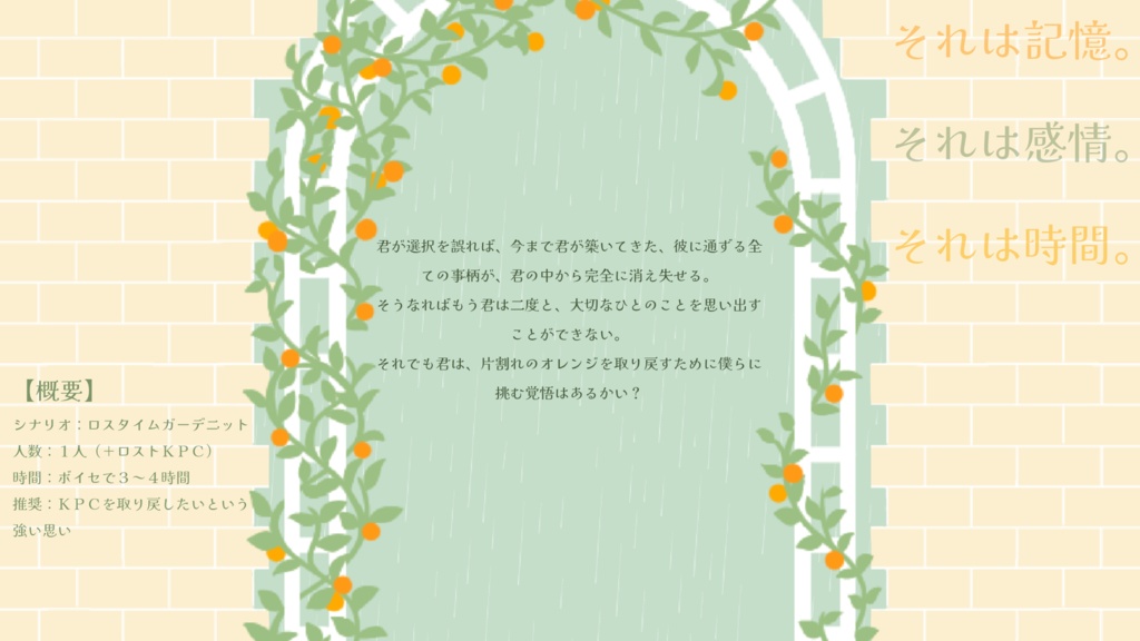 【CoCシナリオ】ロスタイムガーデニット SPLL:E110194