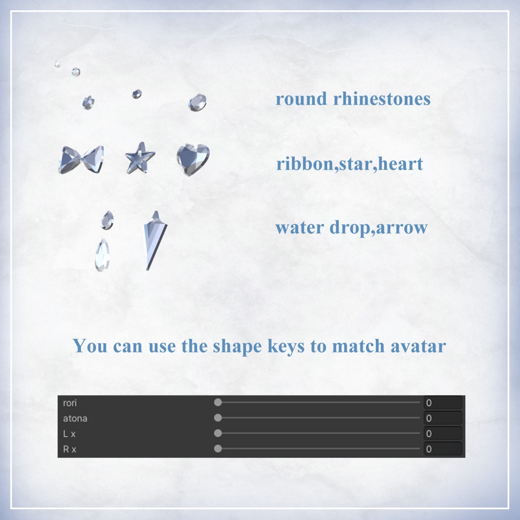 【4対応】Face rhinestone decoration - Manuka / Moe / Chiffon / Sio