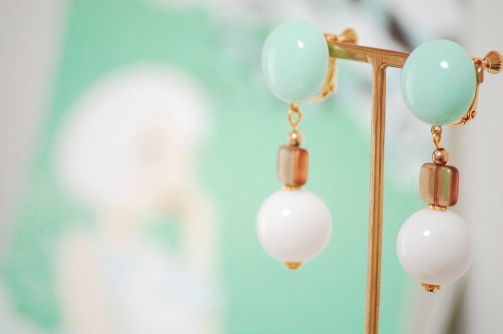 【チョコミント】イラスト×ハンドメイド(イヤーアクセサリー)