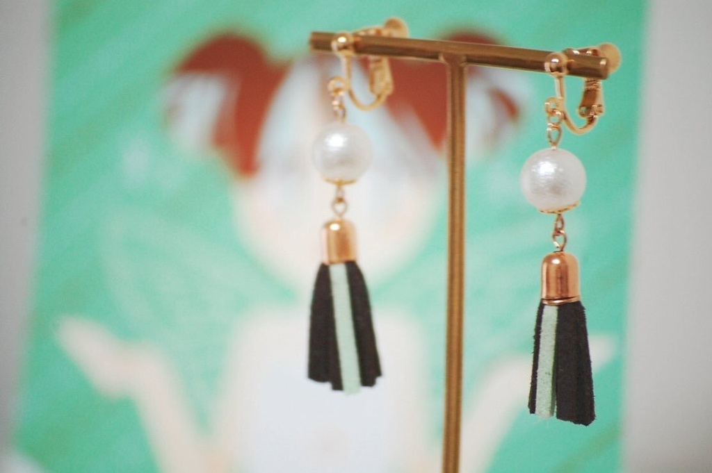 【チョコミント】イラスト×ハンドメイド(イヤーアクセサリー)