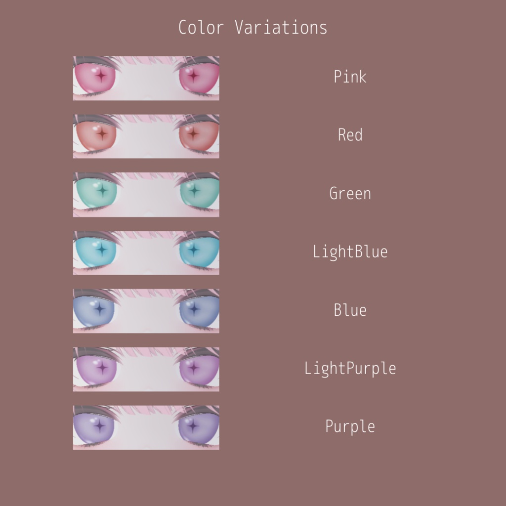 【14Avatars】Faint Star Eyes|星が溶ける瞳テクスチャ【マヌカ/ルミナ/ミルティナ/水瀬/Mayo/Kumaly/Fyuett/しなの/Chocolat/海咲/Milfy/Dami/Miriam/Kaguya】【VRChat】