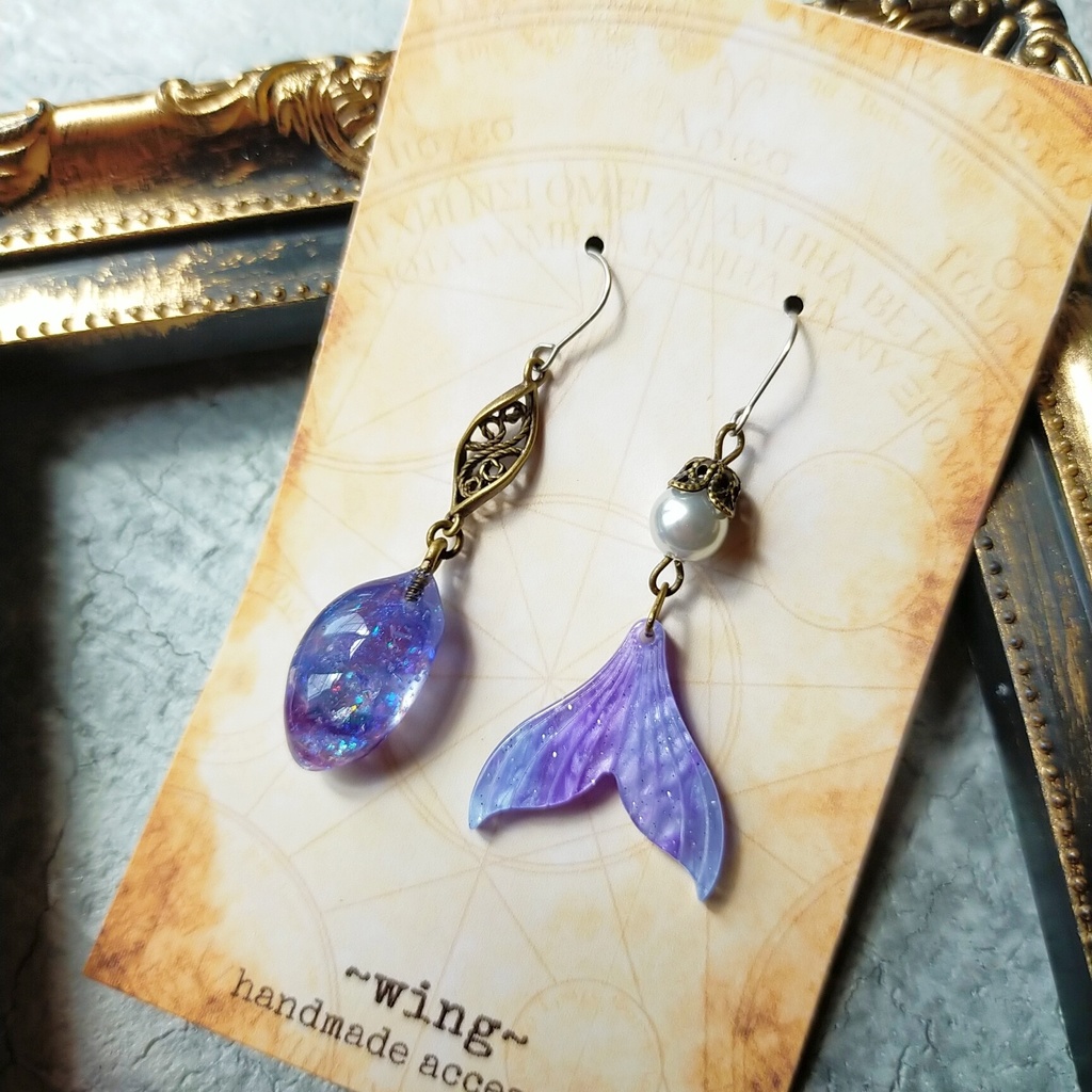 マーメイドモチーフのアシメピアス.*･ﾟ