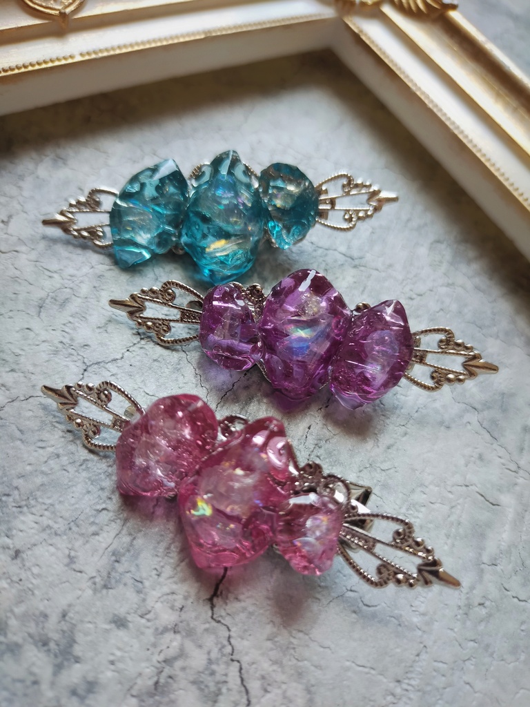 鉱石風ヘアクリップ&ミニクリップ