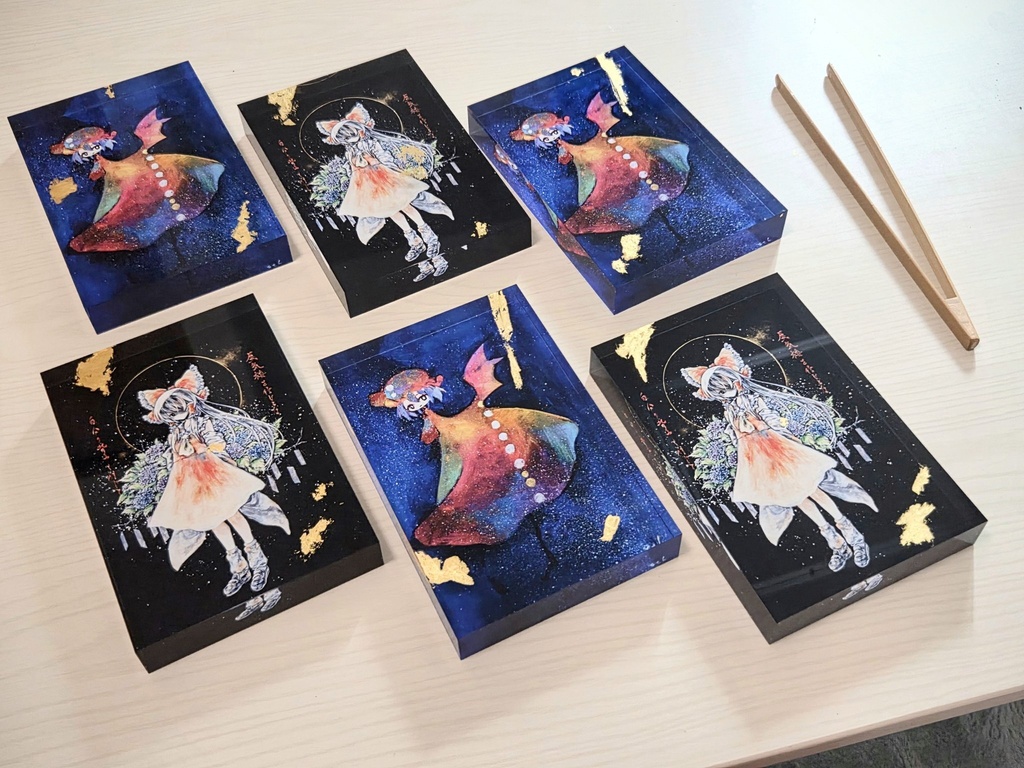 純金箔手貼り◎霊夢アクリルブロック