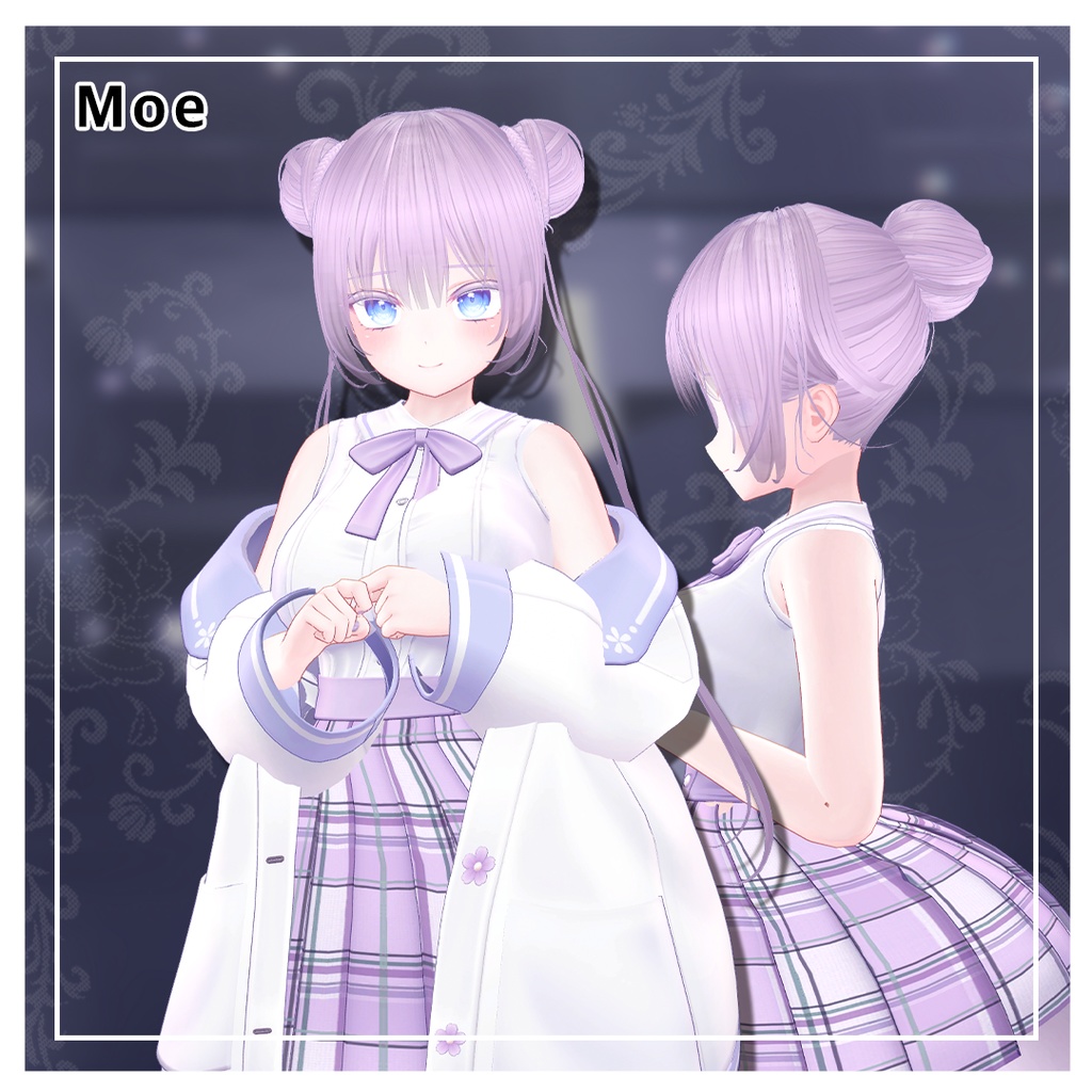 かわいい二つのお団子ヘア