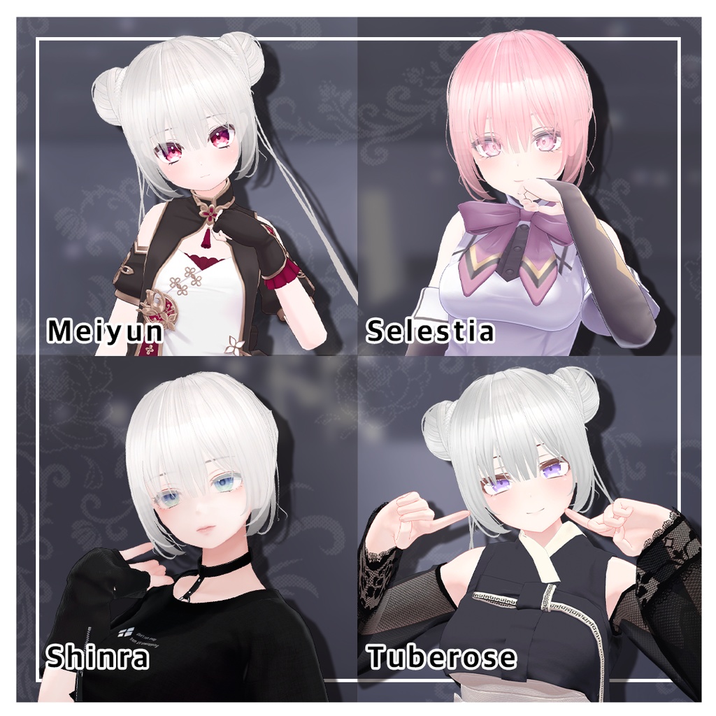 かわいい二つのお団子ヘア