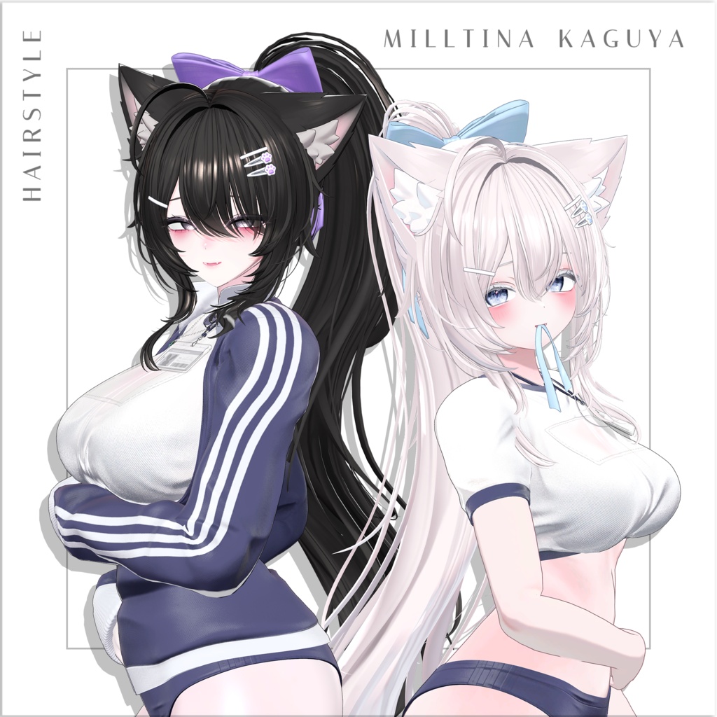 リボンポニーテールヘア