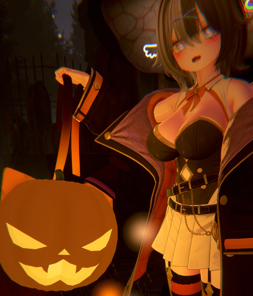 【MA設定済】ジャック・オー・ニャンタン『ワールド固定・ライトギミック付き』【VRChat想定】