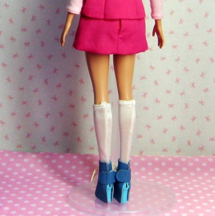 Barbie用　レッグウォーマーと脚絆（パールホワイト＋ブルー）