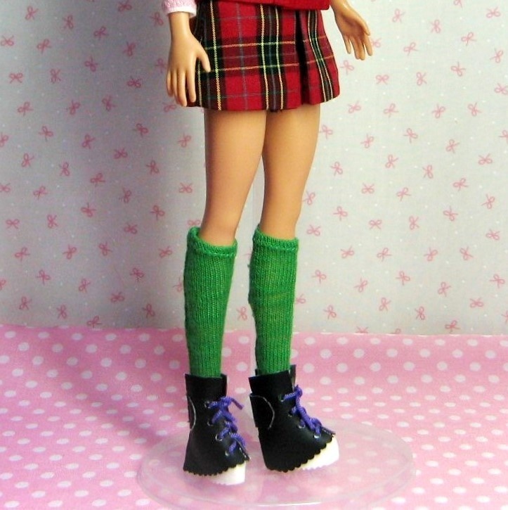 Barbie用　レッグウォーマーと脚絆（グリーン＋ブラック）