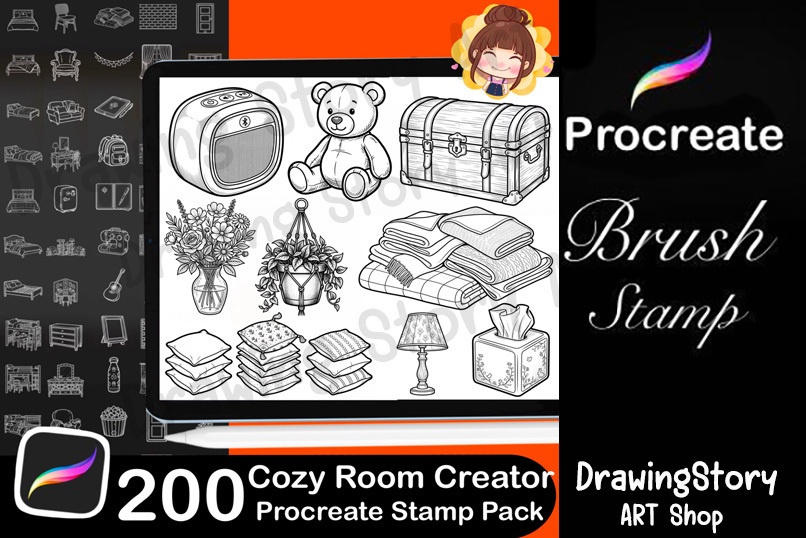 200 Cozy Room Creator Stamp Brushes / Isometric Furniture Pack (お部屋・家具ブラシセット)