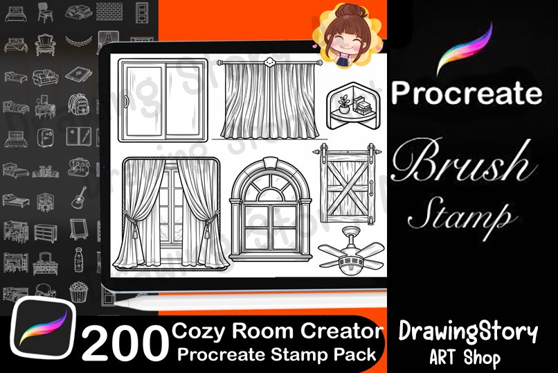 200 Cozy Room Creator Stamp Brushes / Isometric Furniture Pack (お部屋・家具ブラシセット)