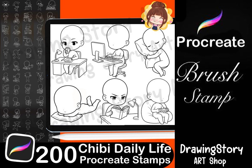 ミニキャラ日常ポーズスタンプ 200種セット (200 Chibi Daily Life Pose Stamps)