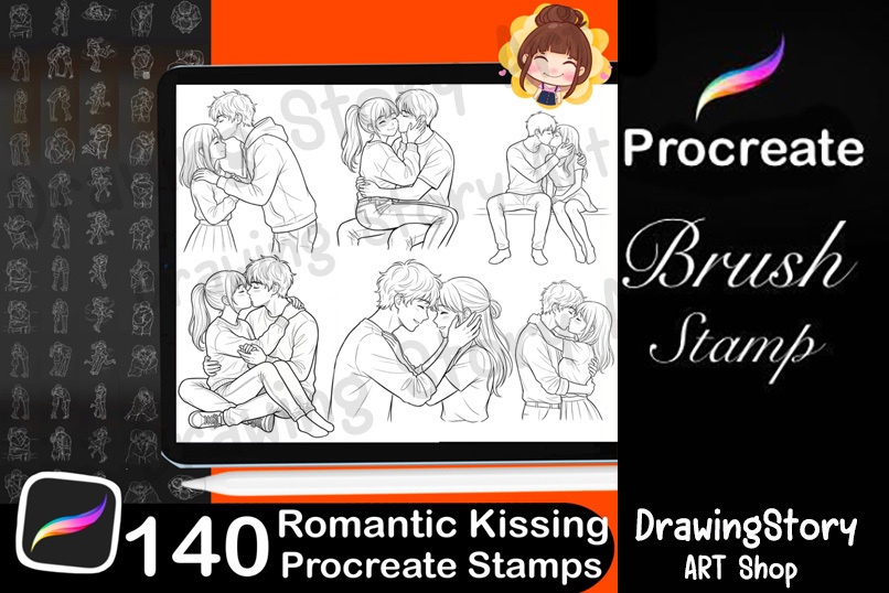 ロマンチックなキスポーズスタンプ 140種セット (140 Romantic Kissing Pose Stamps)