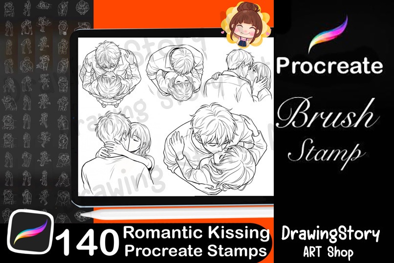 ロマンチックなキスポーズスタンプ 140種セット (140 Romantic Kissing Pose Stamps)