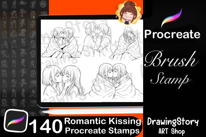 ロマンチックなキスポーズスタンプ 140種セット (140 Romantic Kissing Pose Stamps)